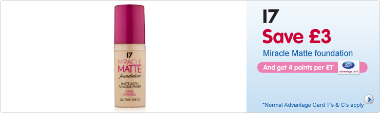New 17 Miracle Matte Foundation. Exclusively at Boots